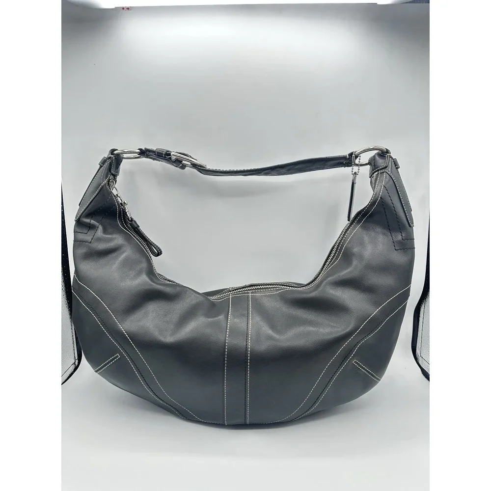 Coach Vintage Soho Demi Hobo Shoulder Bag Black Leather Y2K Serial 10033